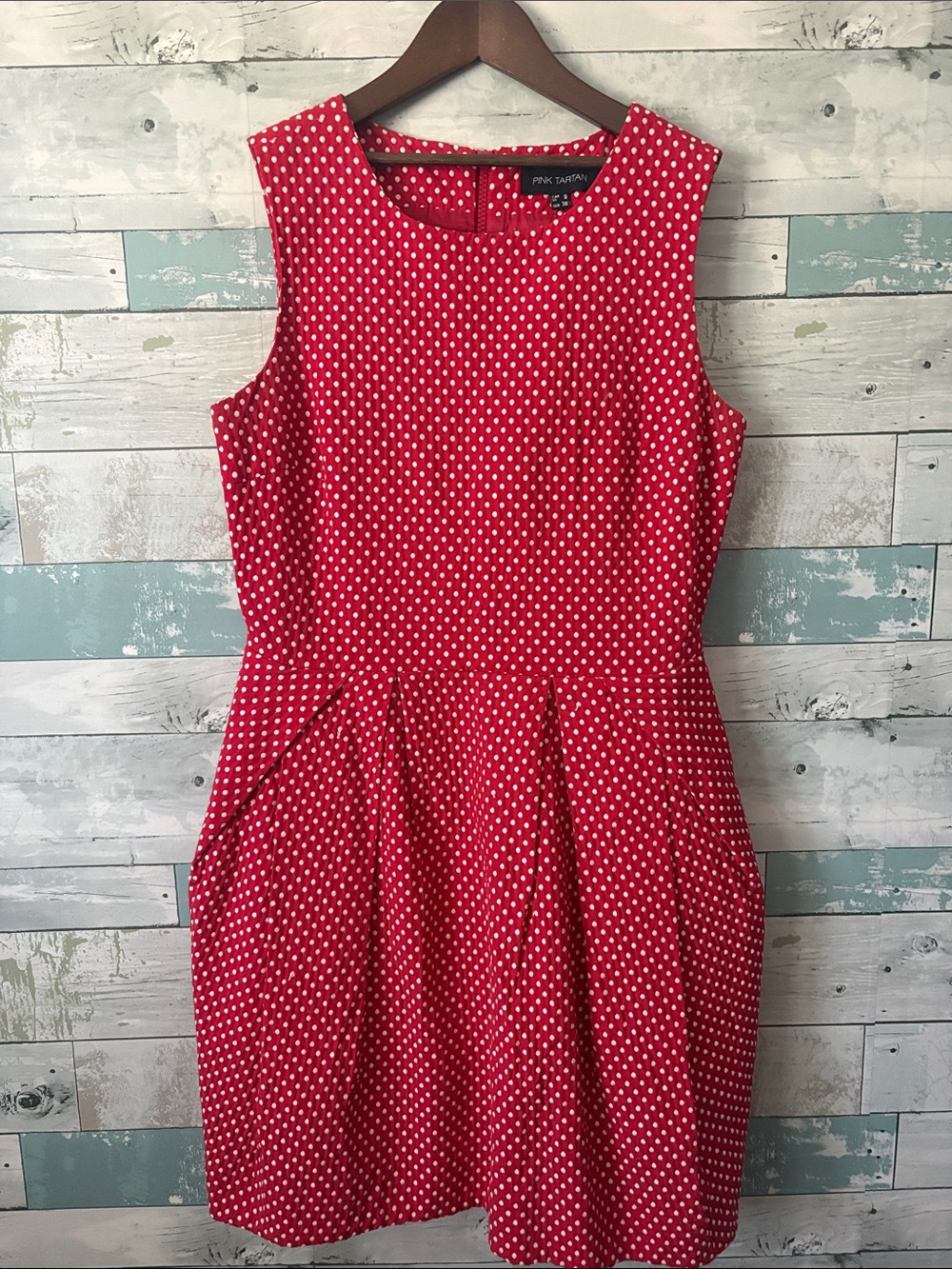 Pink Tartan Red Polka Dot Sleeveless Midi Dress